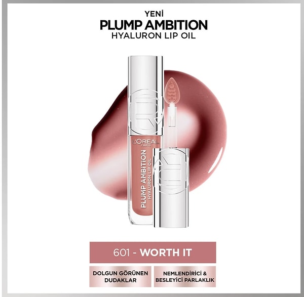 L’Oréal Paris Plump Ambition Hyaluron Lip Oil, dudak bakımında fark yaratan besleyici ve nemlendirici bir dudak parlatıcısı.