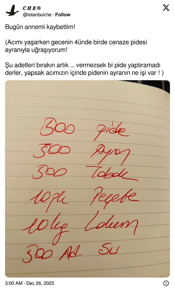 Paylaşım şu şekildeydi.