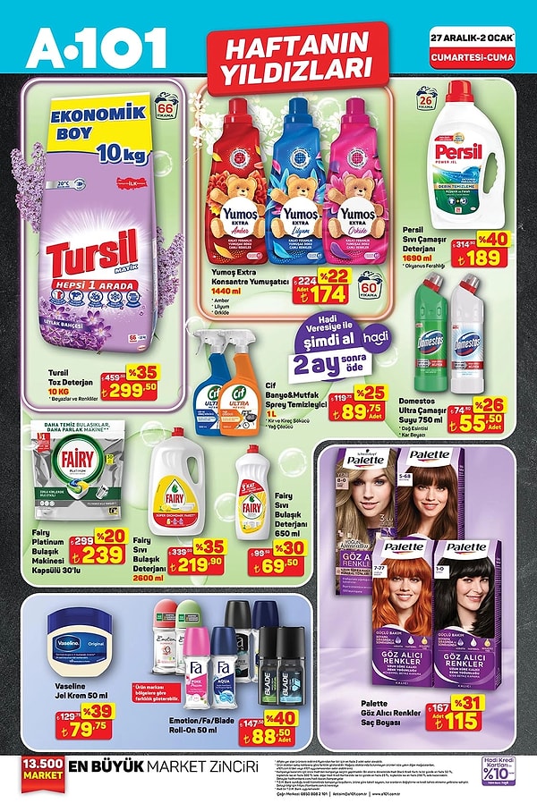 Tursil Toz Deterjan 10 Kg 299,50 TL