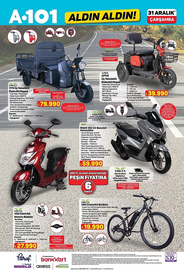 Volta VT5 Üç Tekerlekli Elektrikli Moped 79.990 TL