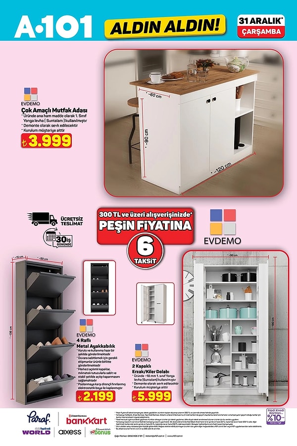 4 Raflı Metal Ayakkabılık 2.199 TL