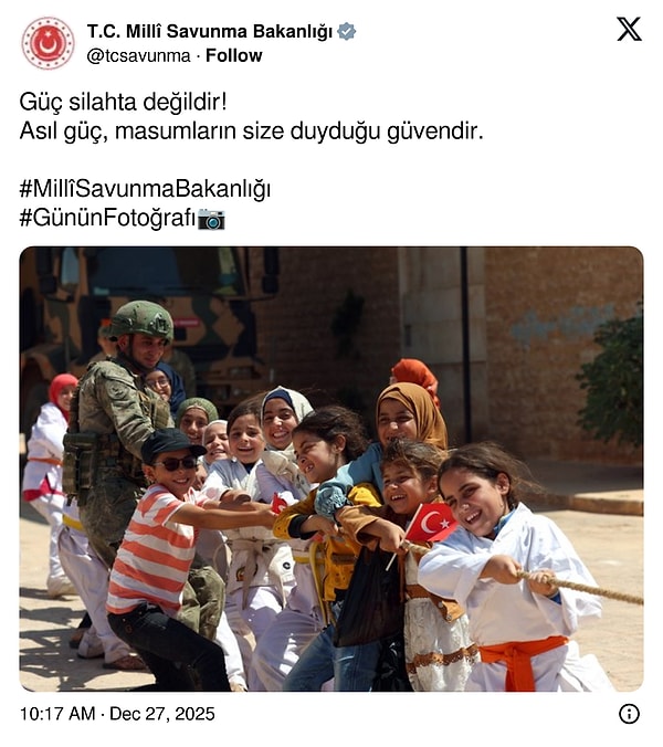 MSB, "güç" hatırlatması yaparak şu paylaşımı yaptı.