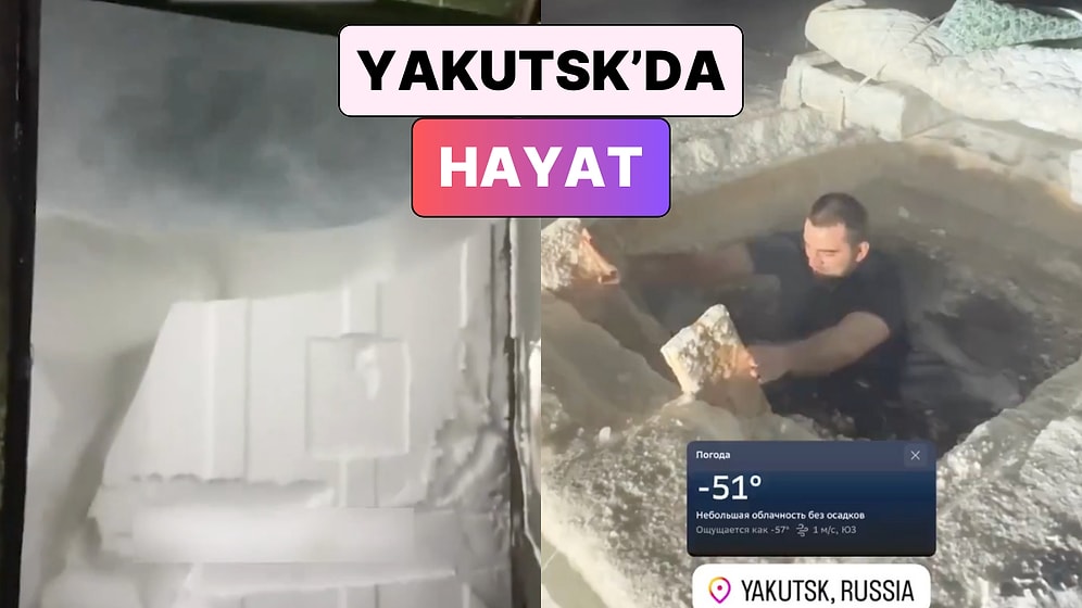 Kapılar Karla Kaplandığından İnsanların Dışarı Çıkamadığı Yakutsk'ta Bir Adam -51 Derecede Suya Girdi