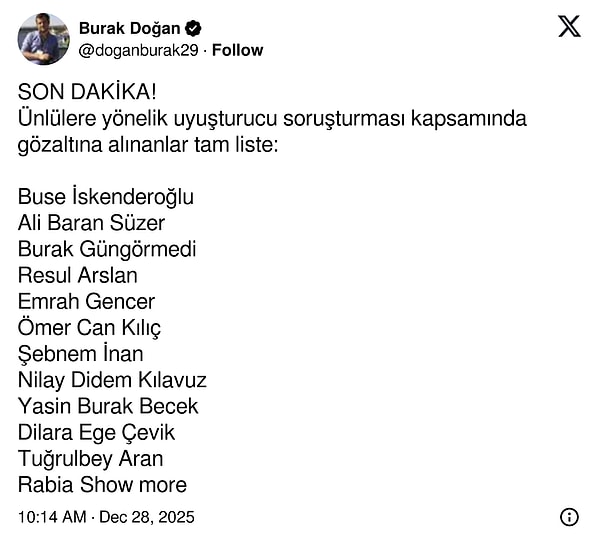 Bu gözaltına alınanların tam listesi.