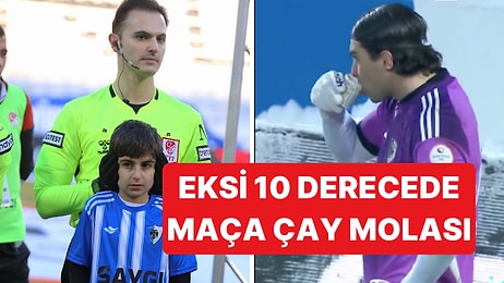 Eksi 10 Derecede Oynanan Erzurumspor FK-Çorum FK Maçında Kaleci Isınmak İçin Çay İçti