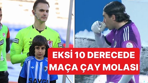 Eksi 10 Derecede Oynanan Erzurumspor FK-Çorum FK Maçında Kaleci Isınmak İçin Çay İçti