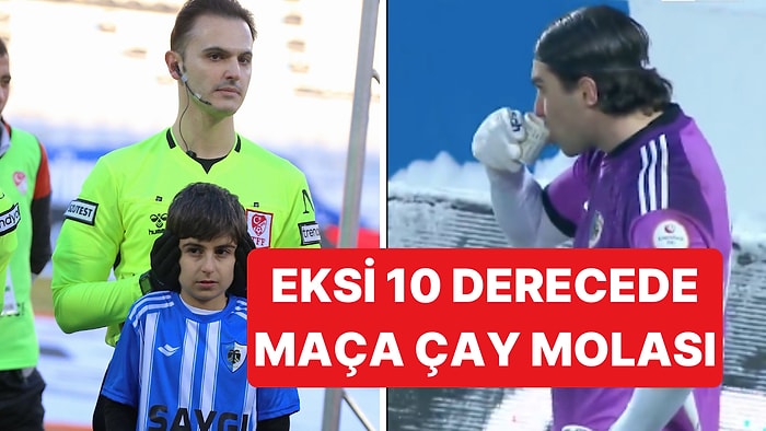 Eksi 10 Derecede Oynanan Erzurumspor FK-Çorum FK Maçında Kaleci Isınmak İçin Çay İçti