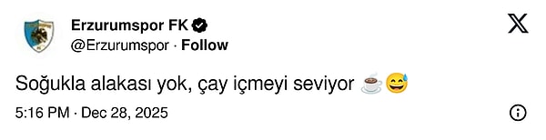 Erzurumspor ise maç sonunda esprili bir paylaşımla konuyu açıkladı