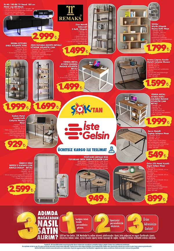 Remaks TV Stand 180 cm Metal Leg 2.999 TL