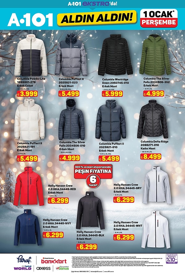 Columbia ve Helly Hansen Mont Çeşitleri