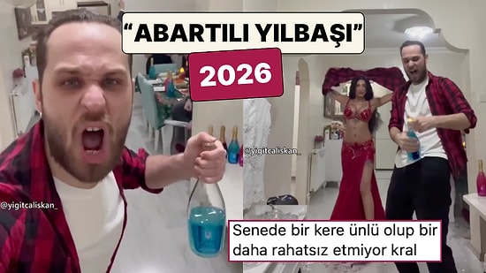 Her Sene "Abartılı Yılbaşı" Videosu Bir Günlüğüne Ünlü Olan Yiğit Çalışkan 2026'ya Dansözle Girdi