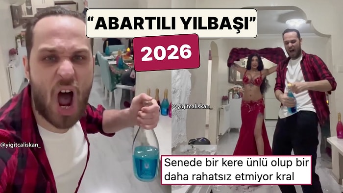 Her Sene "Abartılı Yılbaşı" Videosu Bir Günlüğüne Ünlü Olan Yiğit Çalışkan 2026'ya Dansözle Girdi