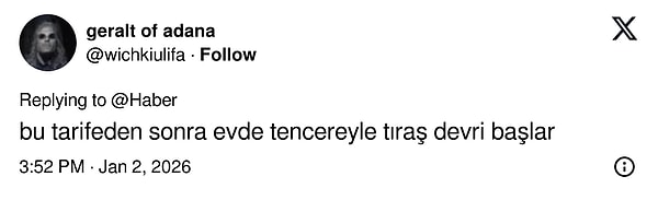 Gündem olan berber fiyatlarına gelen yorumlardan bazılar şöyle: