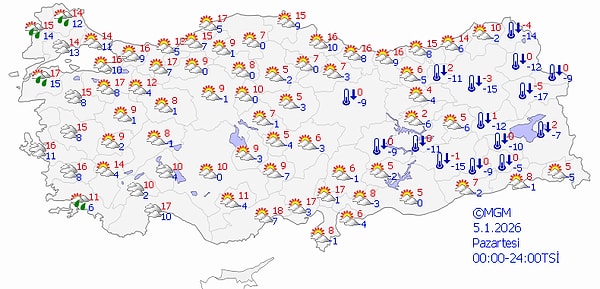 5 Ocak Pazartesi Hava Durumu 👇