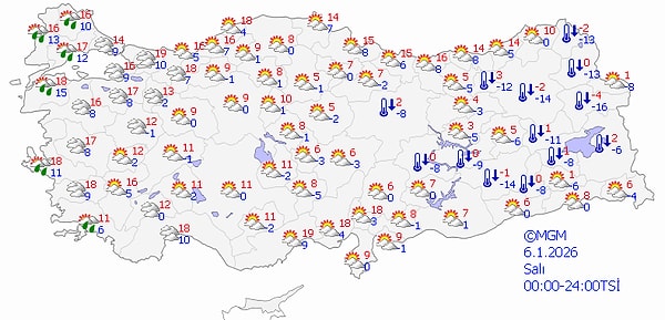 6 Ocak Salı Hava Durumu 👇