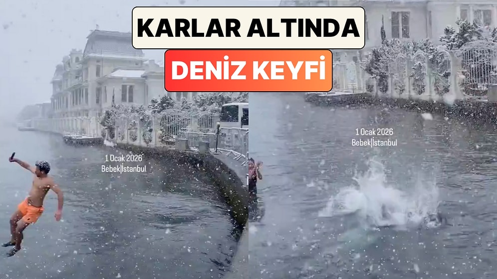 Her Mevsim Ayrı Keyif: Bebek Sahili'nde İnsanlar Kar Yağışının Etkisi Altında Denize Girdi