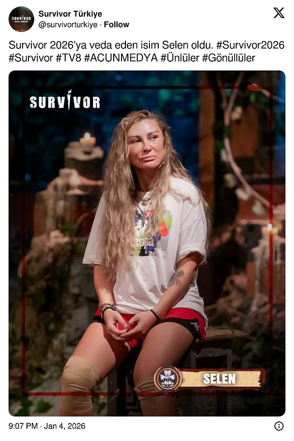 Survivor 2026'ya veda eden ilk isim Selen Görgüzel oldu.