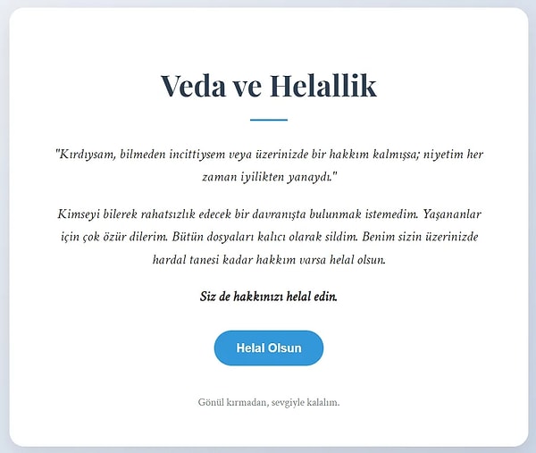 Tepkilerin ardından ‘helallik’ istenerek site kapatıldı!