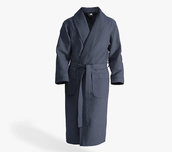 %100 Saf Ege Pamuğundan üretilen Afra erkek bornoz, konforlu ve yumuşak dokusuyla banyo sonrası kullanım için ideal.