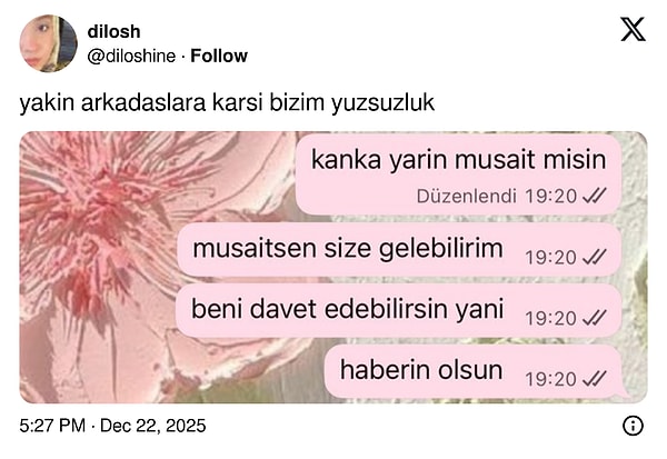 Samimiyet diyelim...