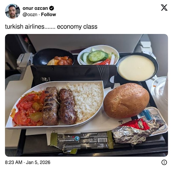 Farklı hava yolu şirketlerinden aldıkları yemekleri paylaşan kullanıcılar, kısa sürede istemeden de olsa akım yarattı.