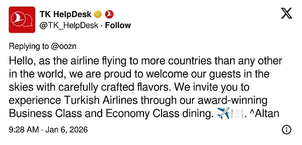 Here's the response from Turkish Airlines 👇🏻