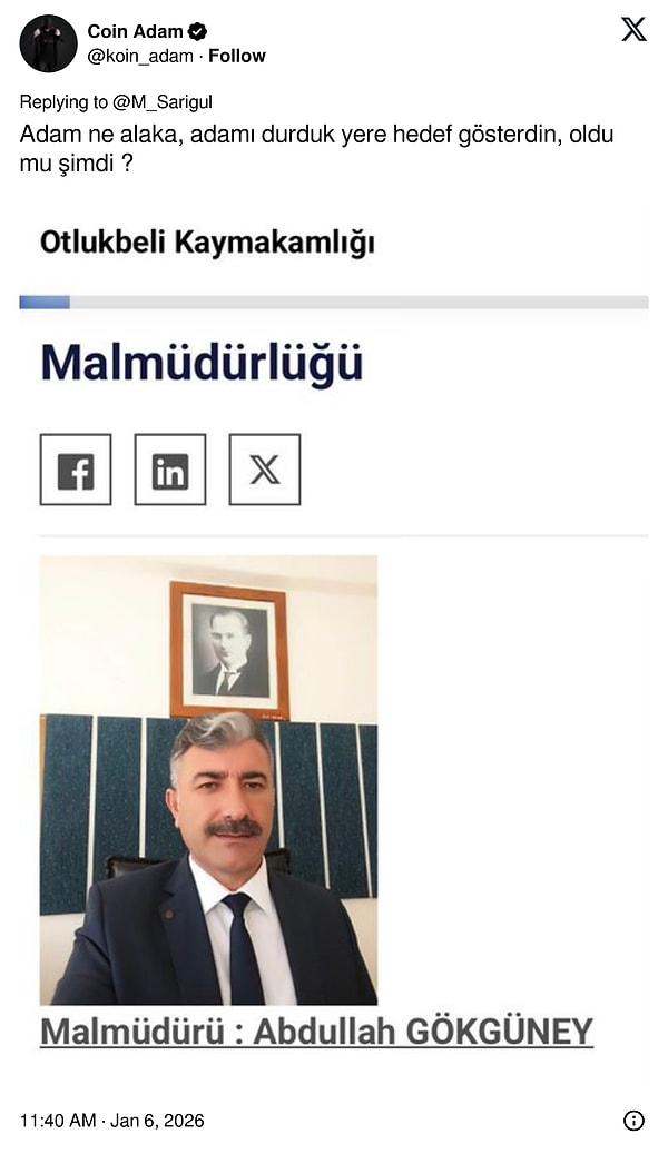Tabii Abdullah Gökgüney isimli malmüdürü akıllara geldi.