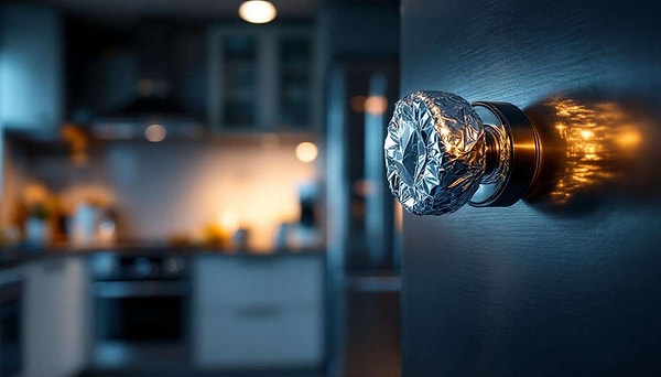 Kapı kolundaki folyo, sessiz girişleri fark etmeye yardımcı oluyor