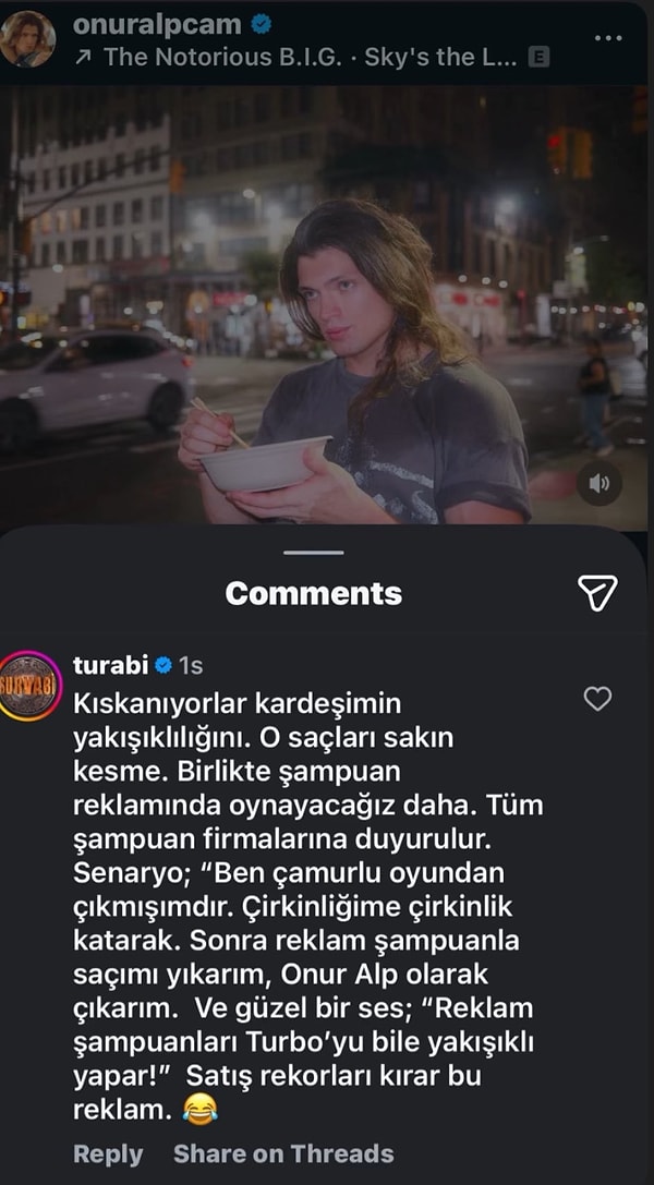 Ve çok geçmeden Onur Alp’e Turabi’den de yorum geldi.