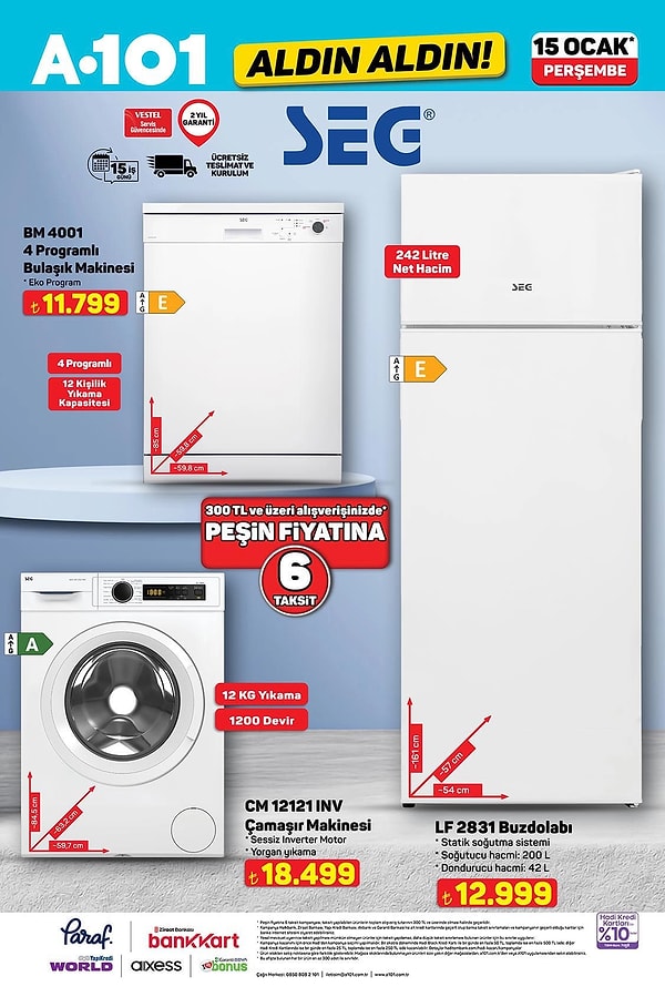 SEG Bulaşık Makinesi 11.799 TL