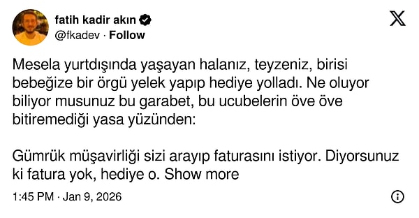 "20 bin TL, gümrük vergisi ve işlemleriyle 40bin TL’ye gelir."