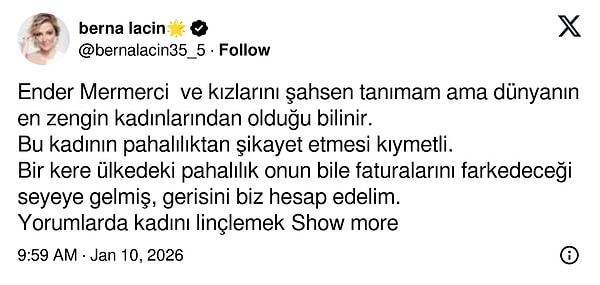Ender Mermerci'nin açıklaması X'te bir yandan destek görürken bir yandan tepki çekti. İşte o yorumlardan bazıları: