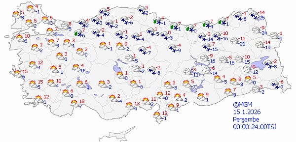 15 Ocak Perşembe Hava Durumu