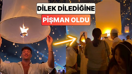 Bir Etkinlikte Dilek Feneri Uçurmak İsteyen Adam Dilek Dilediğine Saniyeler İçinde Pişman Oldu
