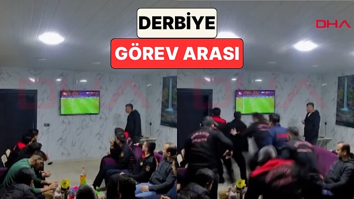 Galatasaray-Fenerbahçe Derbisini İzleyen İtfaiye Erlerinin Sirenle Birlikte Odadan Çıkışları Kameraya Yansıdı