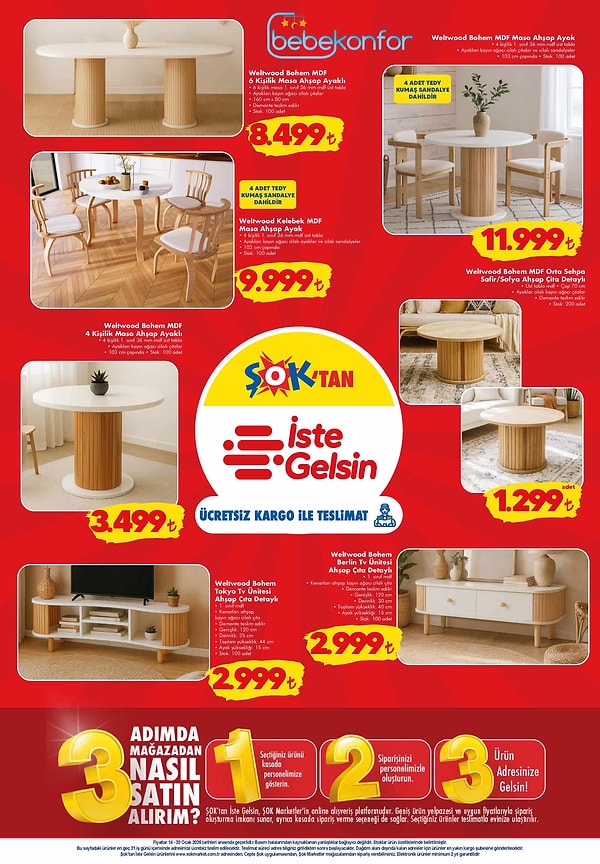 Weltwood Bohem MDF 6 Kişilik Masa Ahşap Ayaklı 8.499 TL