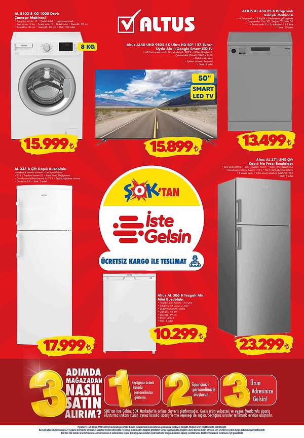 Altus 4 Programlı Bulaşık Makinesi 13.499 TL