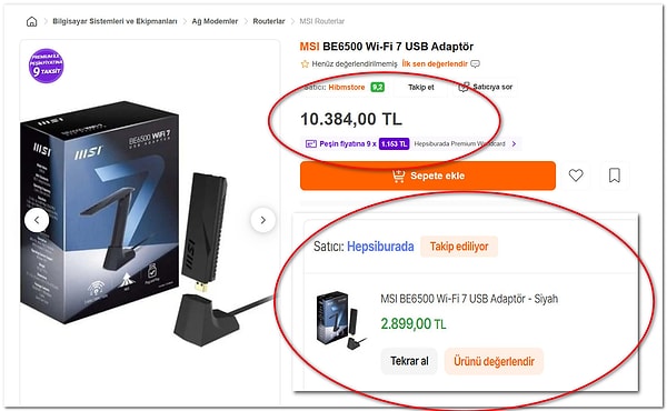 Bir modem adaptörünün fiyatı kısa süre içerisinde üç kattan fazla arttı.