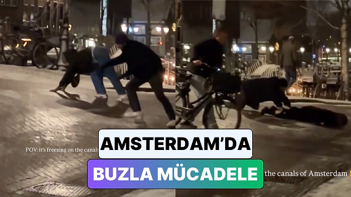 Amsterdam'da İnsanların Buzlanan Yolda Verdiği Mücadele Sosyal Medyada Viral Oldu