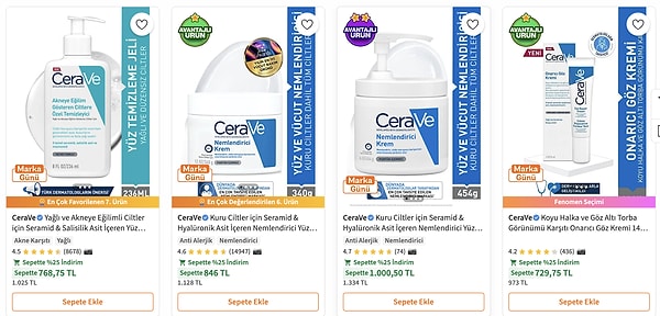 CeraVe Ürünlerinde Sepette %25 İndirim!