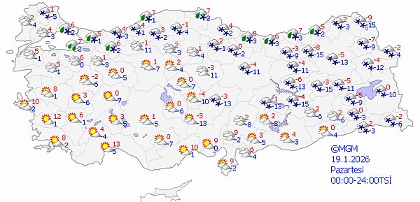 19 Ocak Pazartesi Hava Durumu