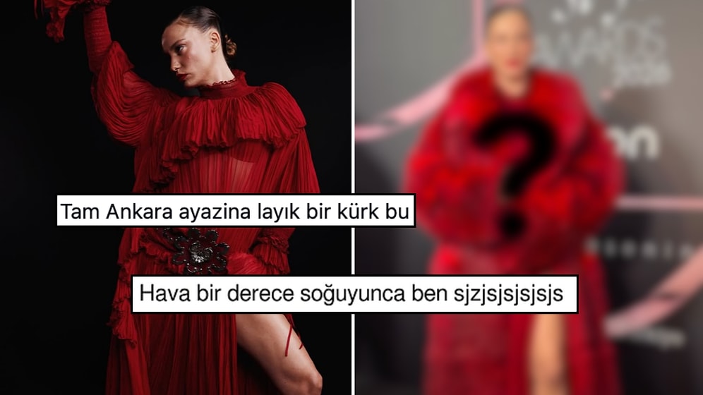 Serenay Sarıkaya'nın ELLE Style Awards'ta Giydiği Yerlere Kadar Uzanan Kırmızı Kürkü Dile Düştü!