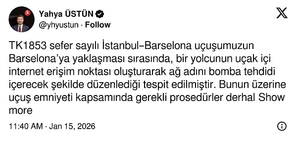 Yahya Üstün’ün paylaşımı