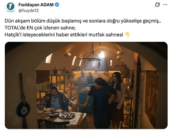 X'te dizi yorumculuğu yapan Fısıldayan Adam adlı hesap, Halef: Köklerin Çağrısı'nda en çok reyting alan sahneyi açıkladı.