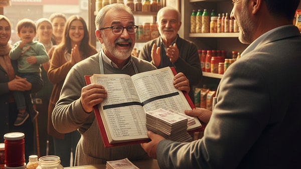 Bir marketin 42 bin liralık veresiye borcunu kapattı.