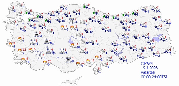 19 Ocak Pazartesi Hava Durumu 👇