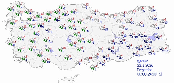 22 Ocak Perşembe Hava Durumu 👇