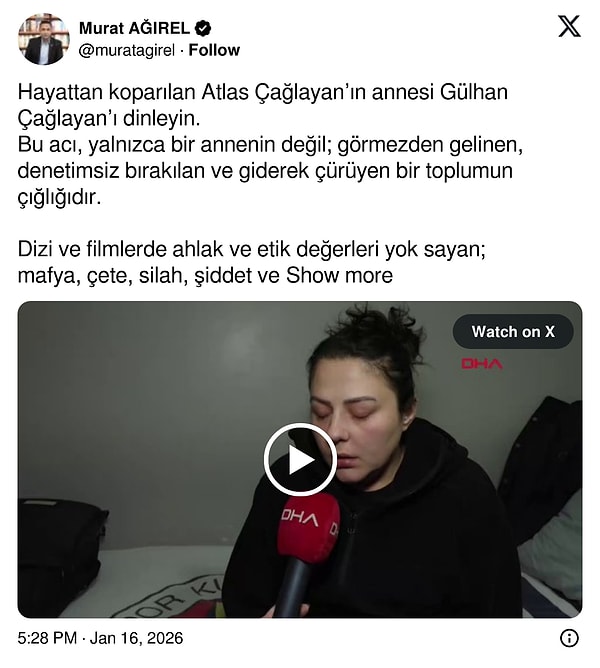 Gazeteci Murat Ağırel'in Atlas'ın öldürülmesine tepkisi  👇