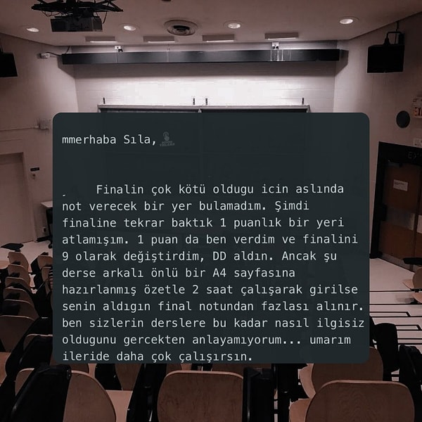 Bir akademisyenin öğrencisine attığı mail gündem oldu. Mesaj şöyleydi: