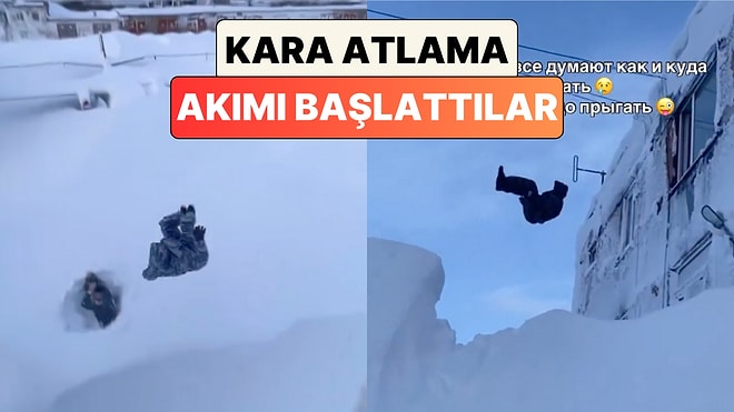 Rusya'da Karlar Binaların 4. Katına Kadar Ulaşınca Pencereden Kara Atlama Akımı Başladı